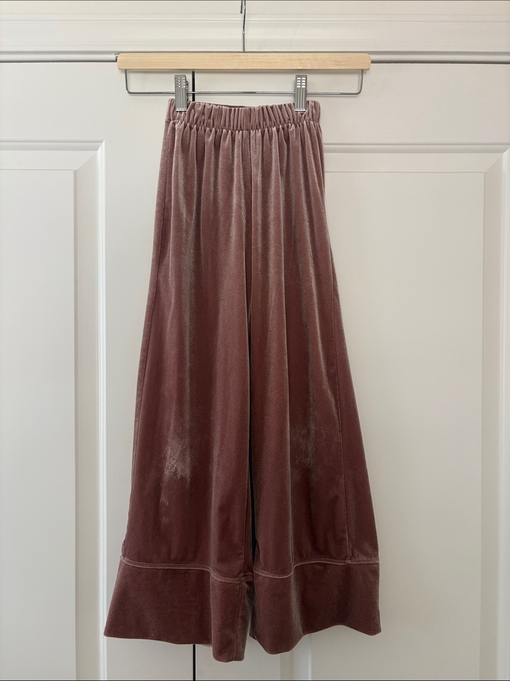 Zara Kids Velvet Wide-Leg Pants - Mauve